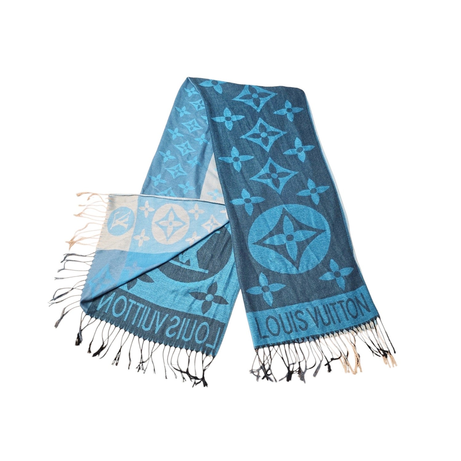 LOUIS VUITTON 水色 スカーフ Louis Vuitton LV Giant Monogram Scarf - TheRelux.com