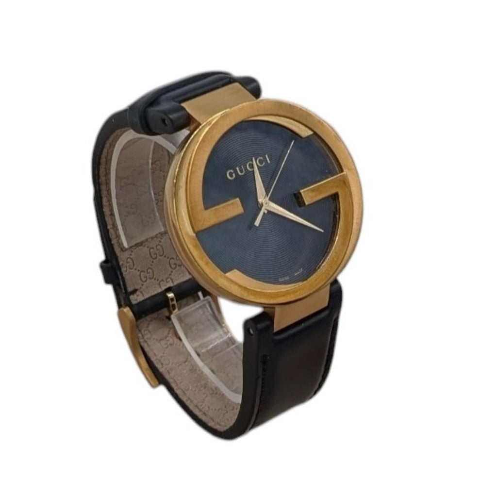 Gucci Interlocking G 42mm Gold PVD Black Dial Watch YA133212