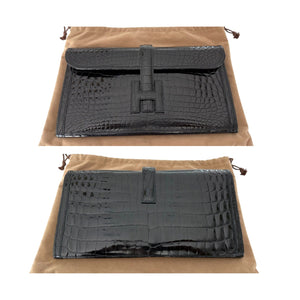 Hermès Vintage Shiny Niloticus Crocodile Jige Elan 29 Clutch