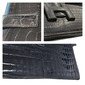 Hermès Vintage Shiny Niloticus Crocodile Jige Elan 29 Clutch