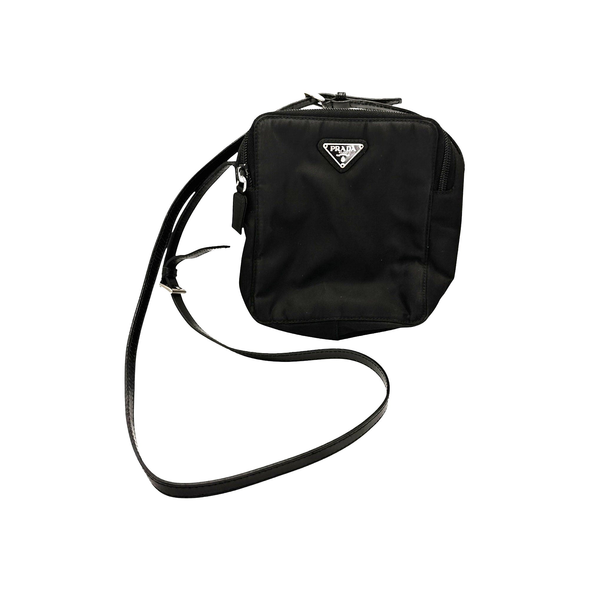 PRADA ボディバッグ Prada Black Vitello Daino Leather Duffle Bag 1BB031 | Yoogi's Closet