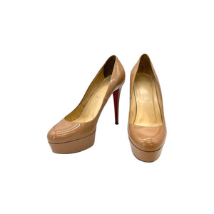 Christian Louboutin Patent Bianca 120 Pumps Nude - 40.5 - TheRelux.com