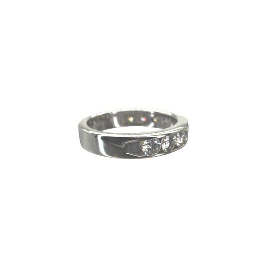 14K White Gold & 1.00ctw Diamond 1/2 Eternity Wedding Band - Sz. 6