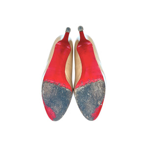 Christian Louboutin Patent Bianca 120 Pumps Nude - 40.5 - TheRelux.com