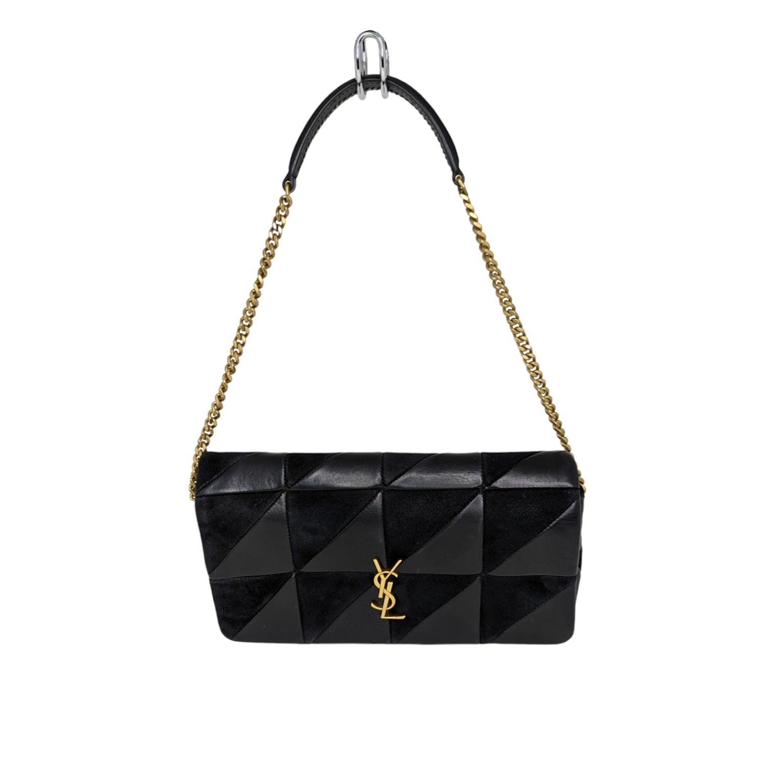 Yves Saint Laurent YSL Black Gold Compact Cosmetic Case Evening Shoulder  Clutch