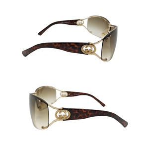 Gucci Tortoise Shell Crystal GG Rimless Sunglasses 2807/S