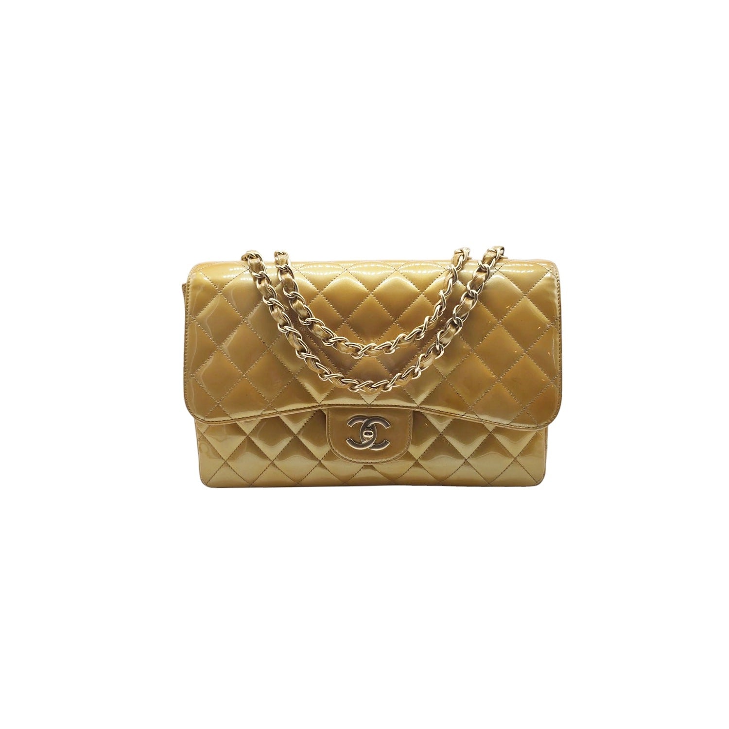 Chanel Vintage Classic Quilted Patent Single Jumbo Flap Bag