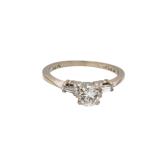 14K White Gold 0.46ctw Diamond Engagement Ring - Sz. 5.75