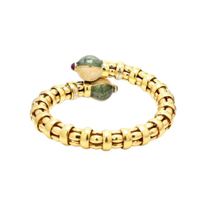 Bassani 18K Yellow Gold, Ruby & White Enamel Crossover Weave Bracelet