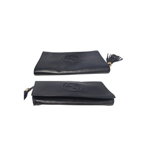Gucci Black Pebbled Calfskin Soho Tassel Clutch - TheRelux.com
