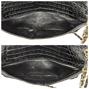 Chanel 80s Black Shiny Alligator Camera Shoulder Bag - TheRelux.com