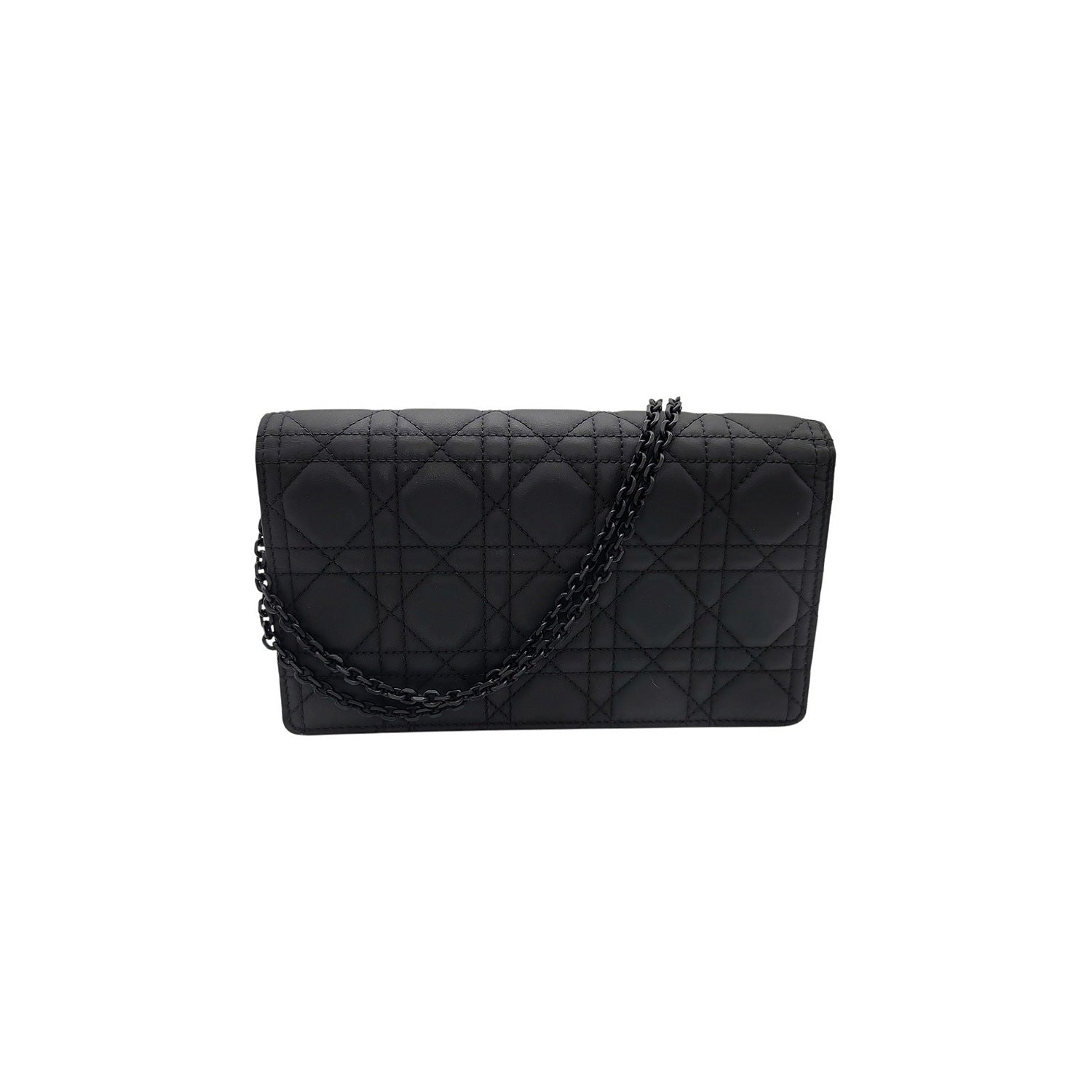 バッグ Christian Dior Clutch Bag Pouch Black Christian Dior Black Ultramatte Cannage Lady Dior Pouch Crossbody