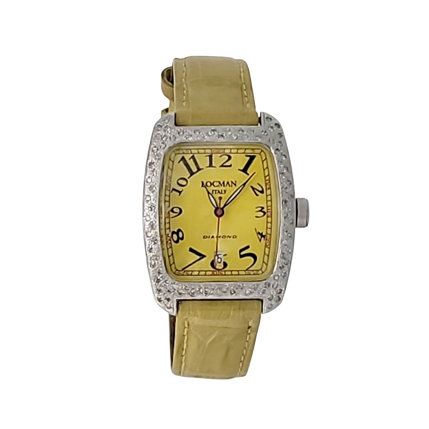 Locman Womens Classic 488 Yellow Dial Diamond Bezel Watch 