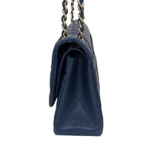 Chanel Navy Quilted Jumbo Classic Double Flap Caviar - TheRelux.com