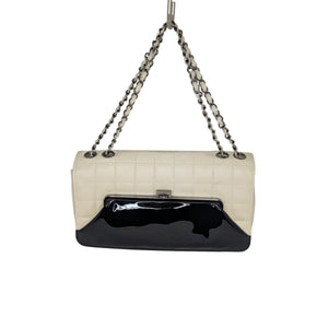 Chanel 2006 Chocolate Bar Lambskin Bicolor Kiss-Lock Flap