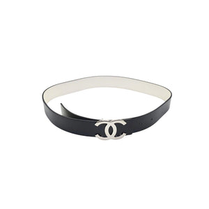 Chanel 2023 Calfskin CC Reversible Belt 85 34 Black White Chanel 2023 Calfskin CC Reversible Belt 85 34 Black White