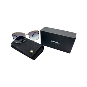 CHANEL サンダル 39 Chanel Gold Metal Logo Square Sunglasses 71541 - TheRelux.com