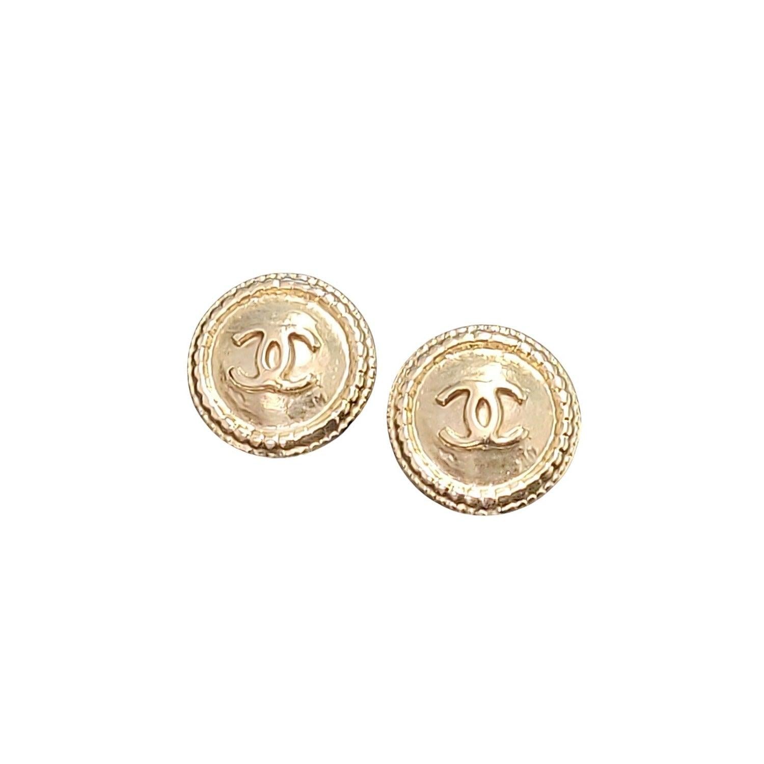 Chanel Round CC Stud Earrings - TheRelux.com