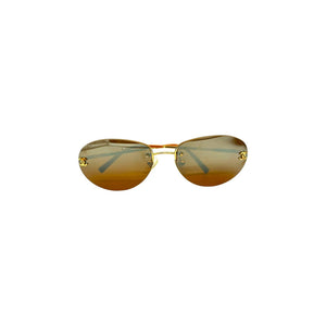 Chanel Vintage CC Oval Rimless Sunglasses 4013 Gold  display picture 1