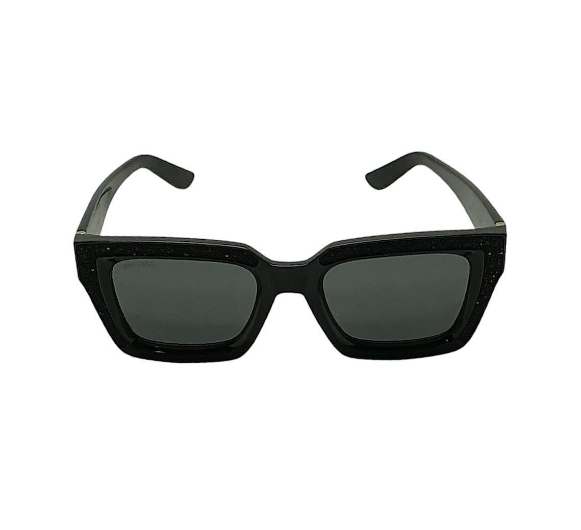 Jimmy Choo Megs S Black Glitter Square Sunglasses - TheRelux.com display picture 1