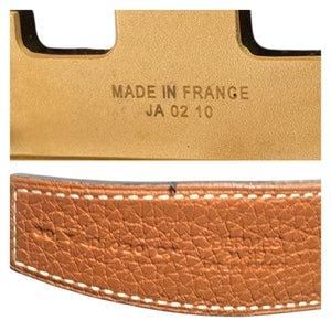 Hermes 32mm Epsom Reversible Belt Guilloche Gold H Buckle  display picture 2