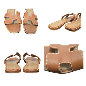 Hermes Oran Leather Sandals Sz 40 - TheRelux.com