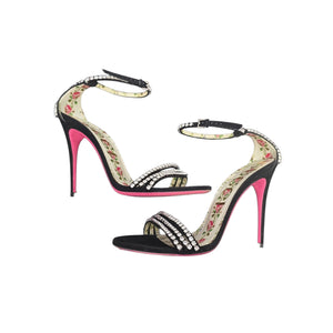 Gucci Black Suede Crystal Embellished Sandals Size 40  display picture 3