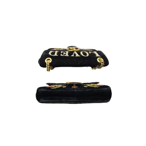 Gucci GG Marmont Velvet Embroidered Loved Medium Chain Bag