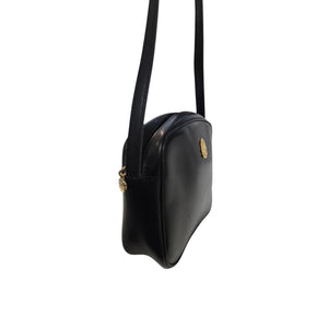 Celine Vintage Shiny Black Leather Crossbody Bag - TheRelux.com