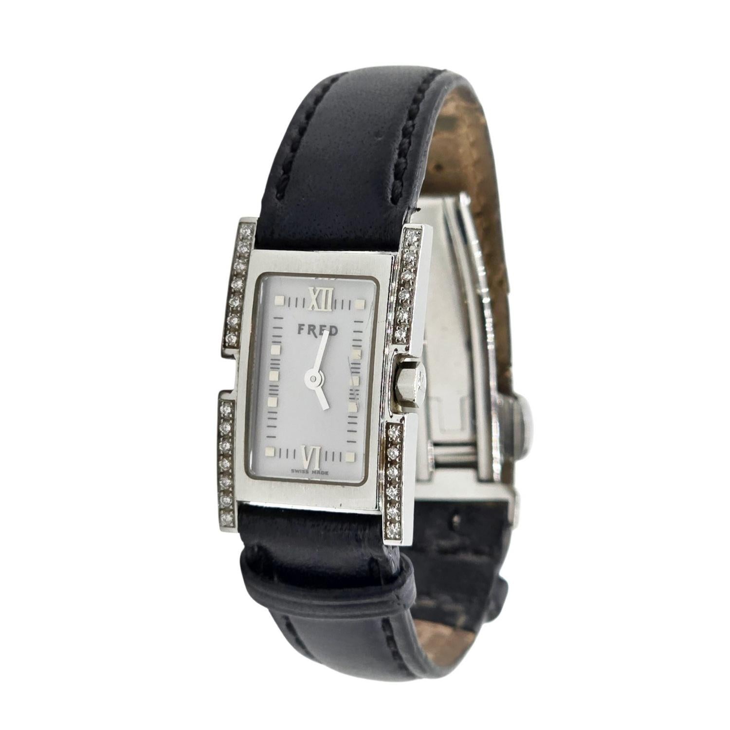 FRED Force 10 FD070111 Rug Diamond black Dial Quartz Ladies Watch_878488 Fred Force 10 Diamond Ceramic 18k Rose Gold Black Cable  main image 2