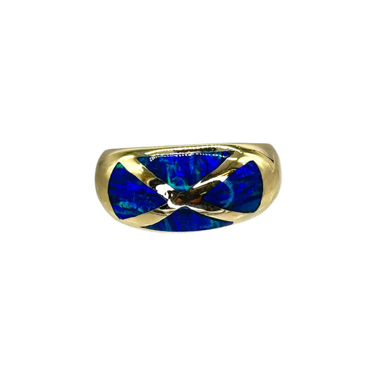 14K Yellow Gold Diamond & Opal Ring - Sz. 7.25