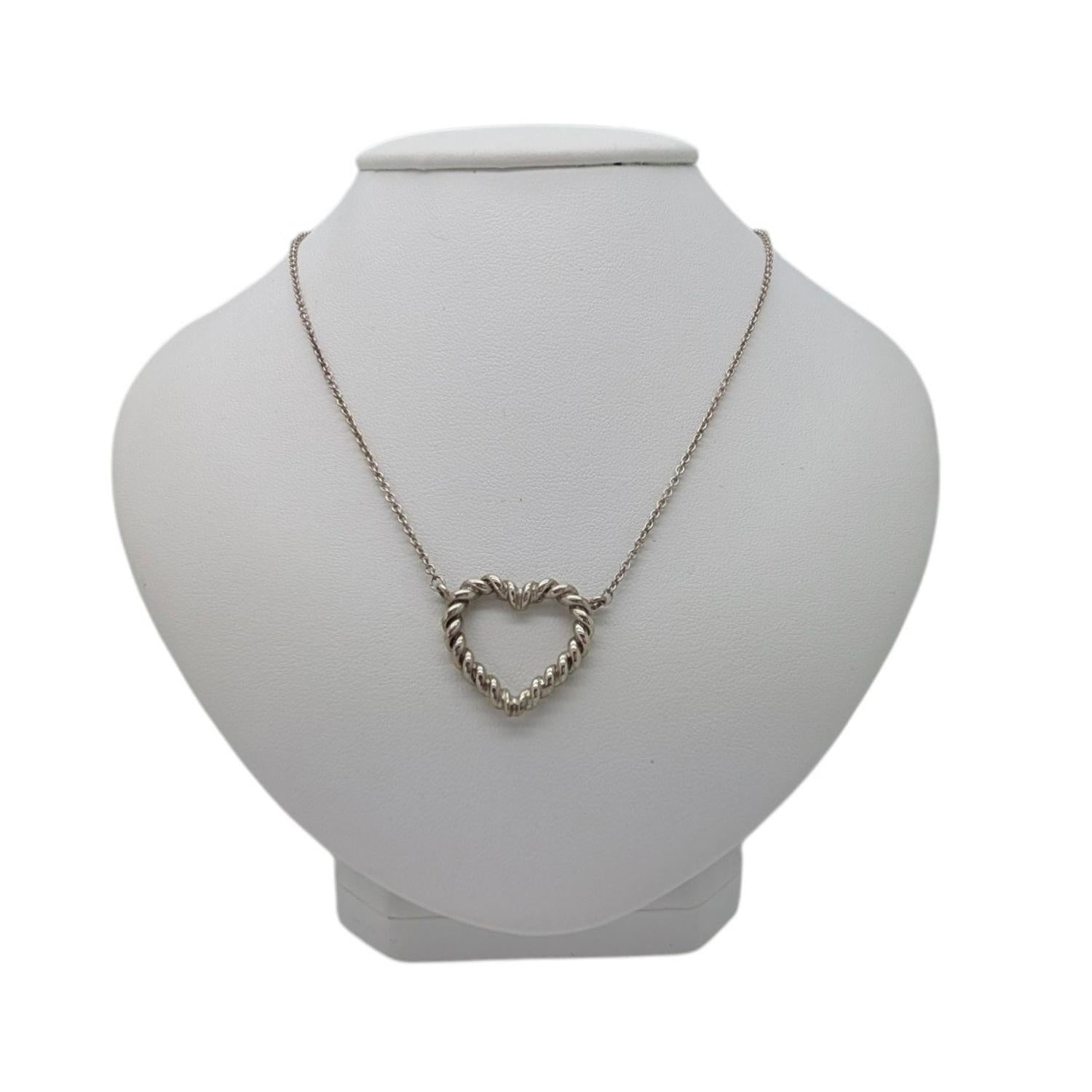 値下げ交渉ok！ティファニーOpen Heart Necklace AG925 Tiffany & Co. 925 Sterling Silver Twisted Rope Open Heart Necklace