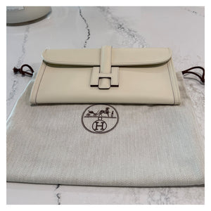 Hermès Jige Elan 29 Craie Lime Swift Verso Clutch - TheRelux.com