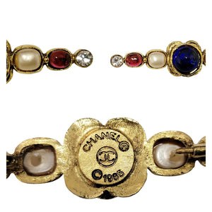Chanel Vintage 1985 Gold-tone & Gripoix Bar Brooch - TheRelux.com