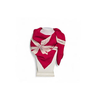 #*』様 CHANEL リボンデザイン スカーフ レッド Chanel Red & White Logo Ribbon Silk Scarf - TheRelux.com
