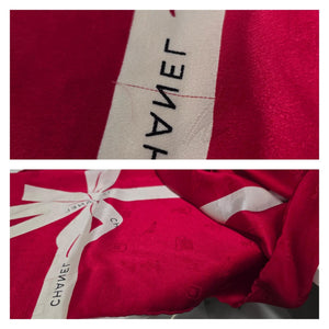 Chanel Red & White Logo Ribbon Silk Scarf - TheRelux.com