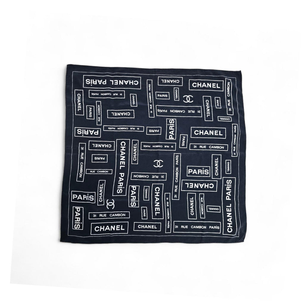 Chanel CC Logo Print Silk Scarf 25