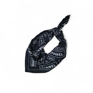 Chanel CC Logo Print Silk Scarf 25