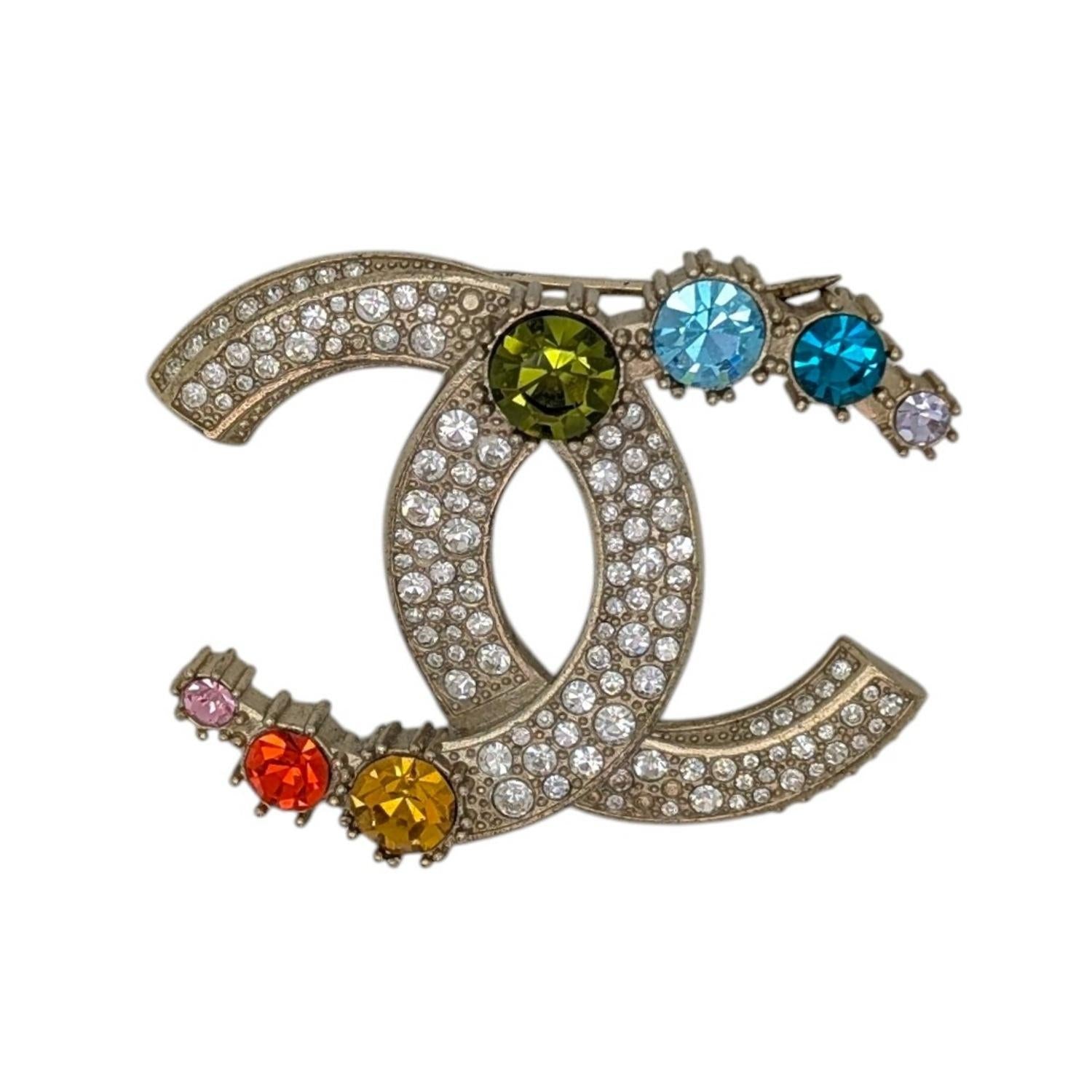 Chanel Multicolor Crystal CC Brooch - TheRelux.com