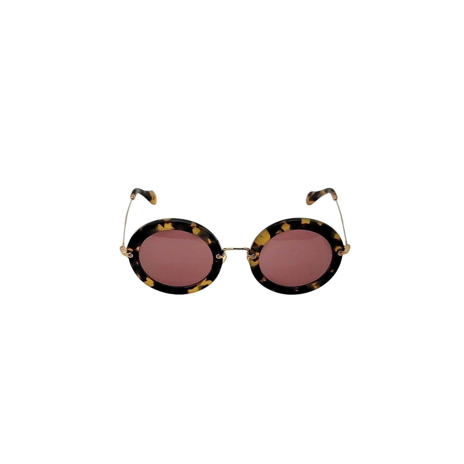 miu miu サングラス SMU 13N-A Miu Miu SMU 13N Round Tortoise Shell Sunglasses - TheRelux.com