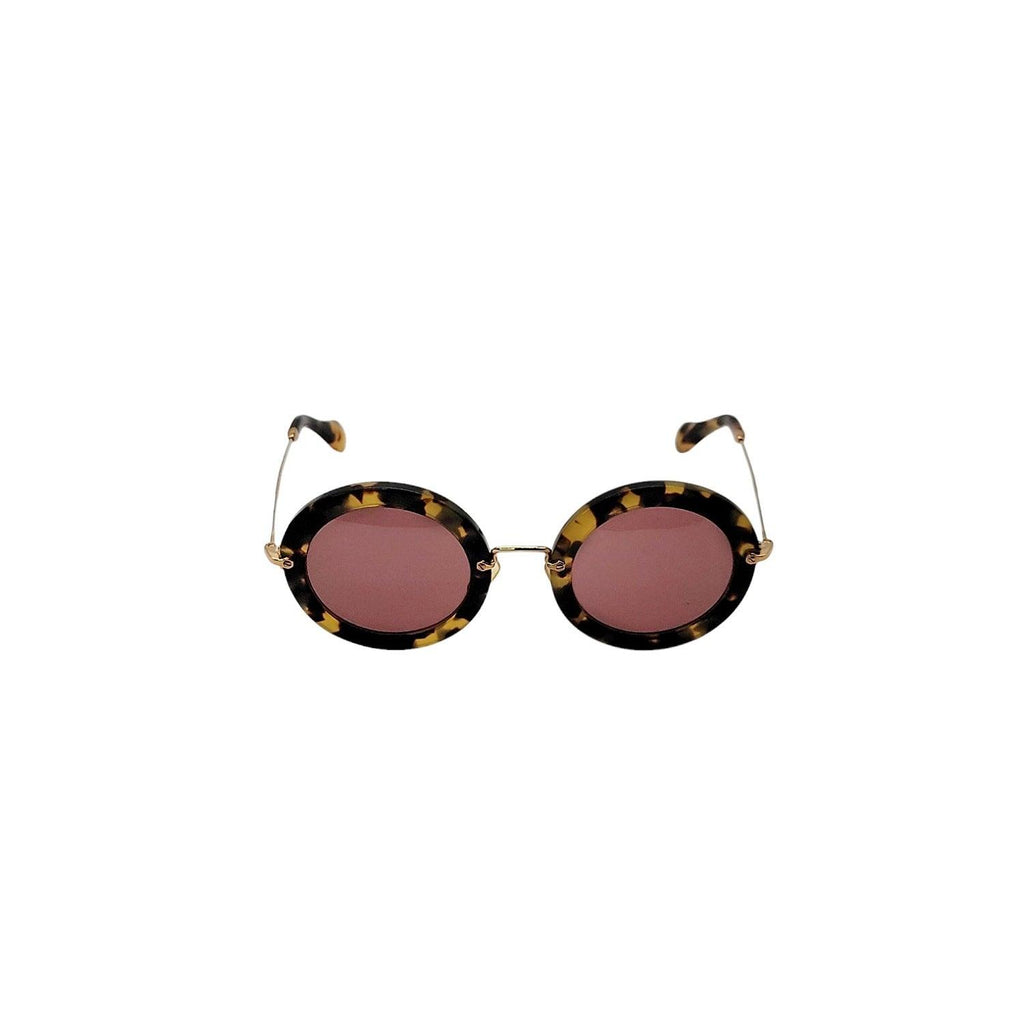 miu miu サングラス SMU 13N-A Miu Miu SMU 13N Round Tortoise Shell Sunglasses - TheRelux.com