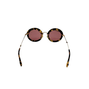 Miu Miu SMU 13N Round Tortoise Shell Sunglasses - TheRelux.com display picture 3