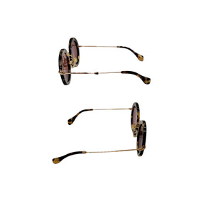 Miu Miu SMU 13N Round Tortoise Shell Sunglasses - TheRelux.com