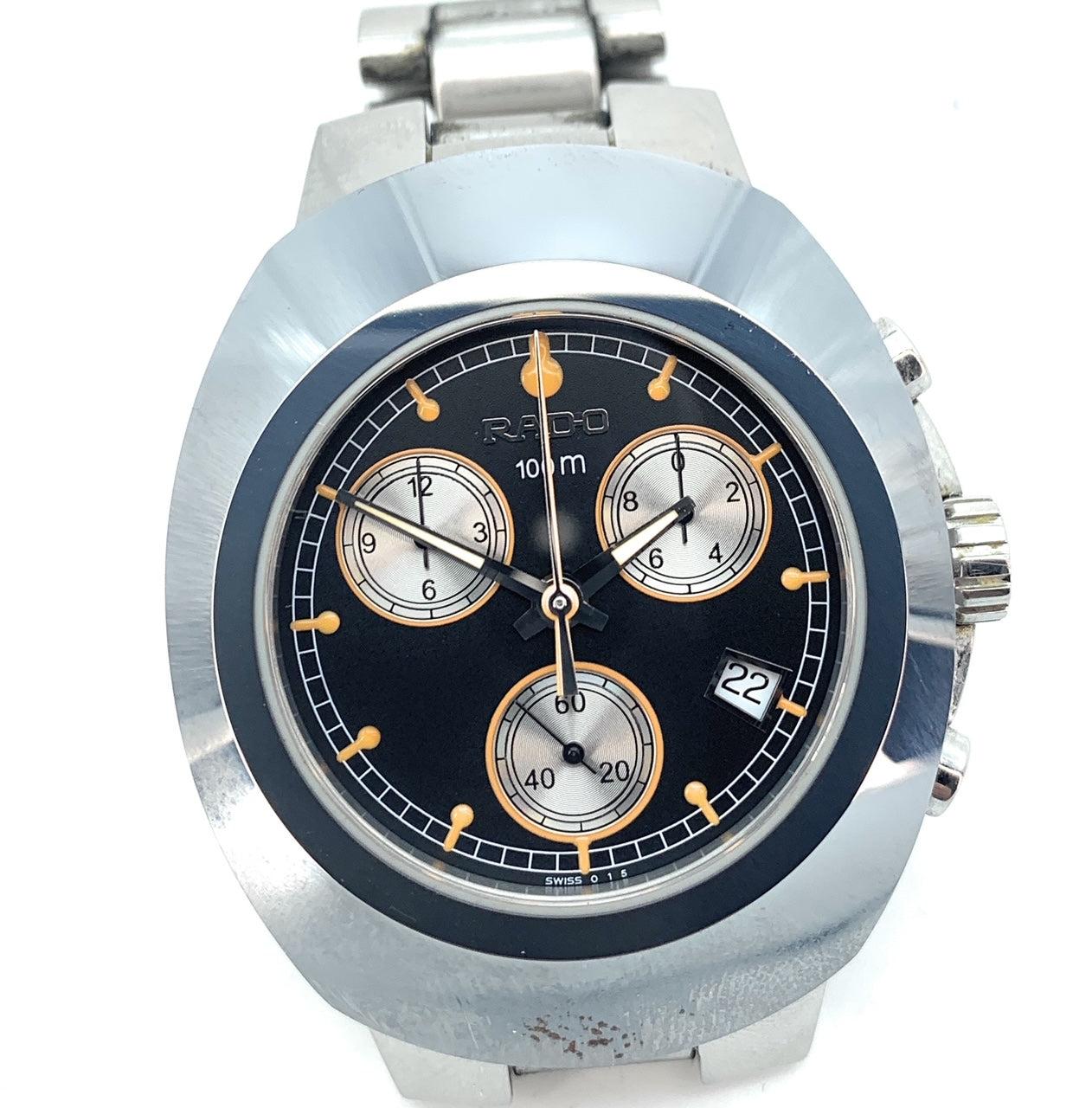 RADO Diastar Black Dial Chronograph Stainless Steel Men's Watch
