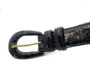 Ralph Lauren Genuine Alligator Belt black Ralph Lauren Belt Black Alligator Double Wrap Brass Buckle M  main image 3