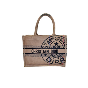 Christian Dior Embroidered Canvas Jute Medium Book Tote - TheRelux.com