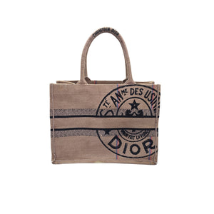 Christian Dior Embroidered Canvas Jute Medium Book Tote - TheRelux.com