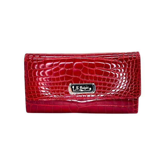 Bvlgari Red Alligator Leather Wallet - TheRelux.com