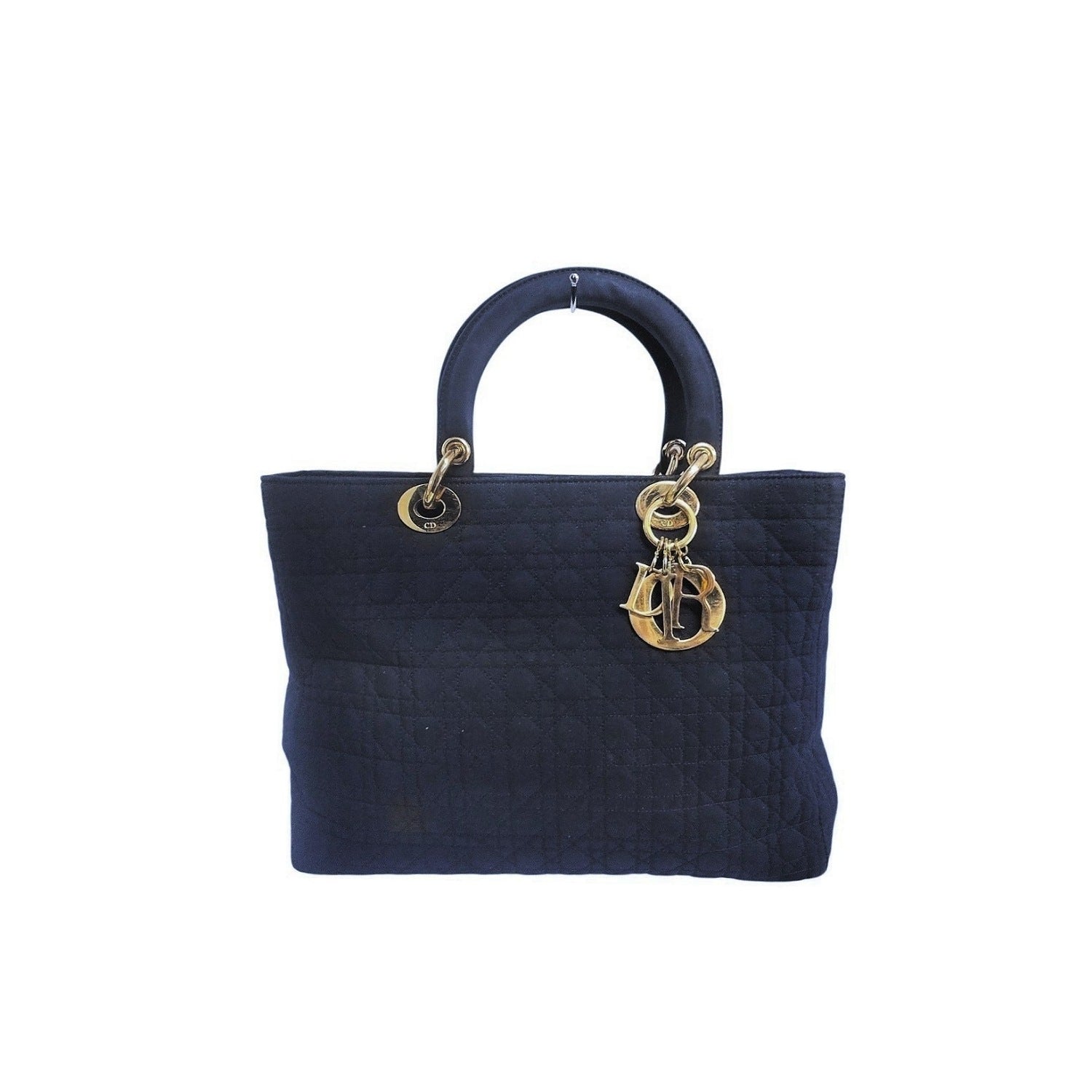 Christian Dior Vintage Large Lady Dior Nylon Cannage Tote 