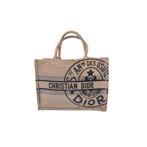 Christian Dior Embroidered Canvas Jute Medium Book Tote - TheRelux.com